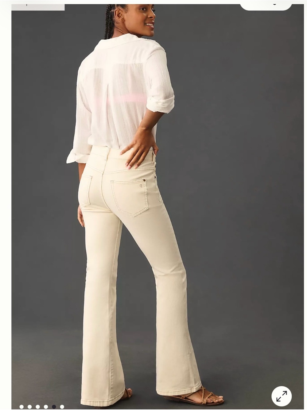 Pilcro The Icon Flare High Rise Jeans Ivory Button Fly Size 26 Anthropologie